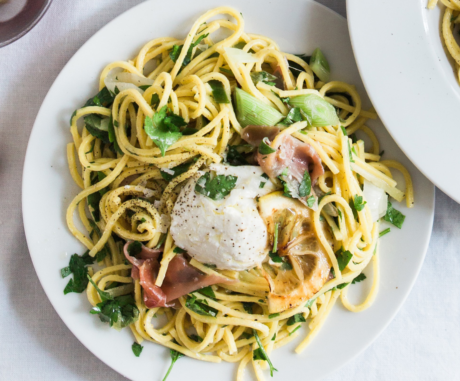 Pasta with Shrimp and green onion