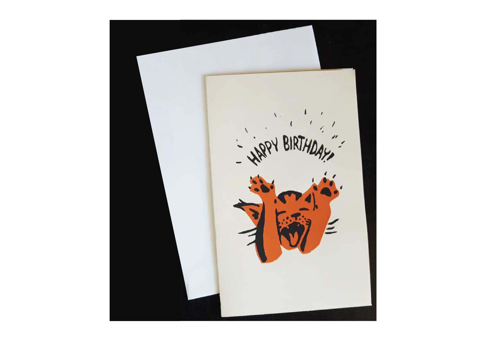 Screen printing cat greeting card